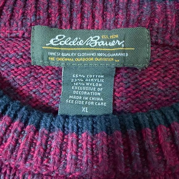 Eddie Bauer Mens Fair Isle Cotton Blend Sweater Size XL Outdoors Cabincore - Picture 5 of 6